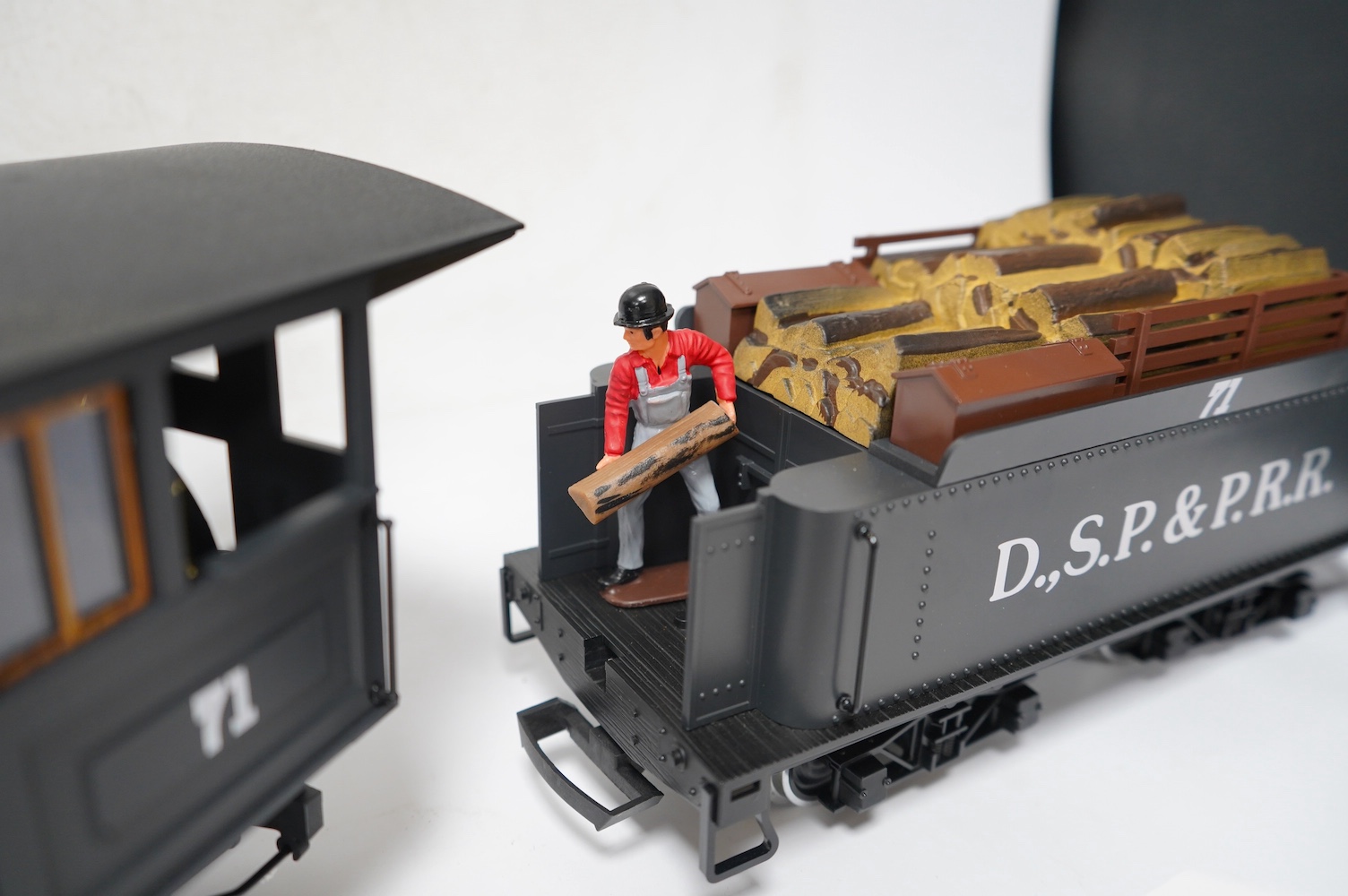 A boxed Lehman LGB (2028 D) G scale railway D.,S.P.&P.R.R. 2-6-0 locomotive, 71, in silver blue and black livery. Condition - good, evidence of minor running wear only.